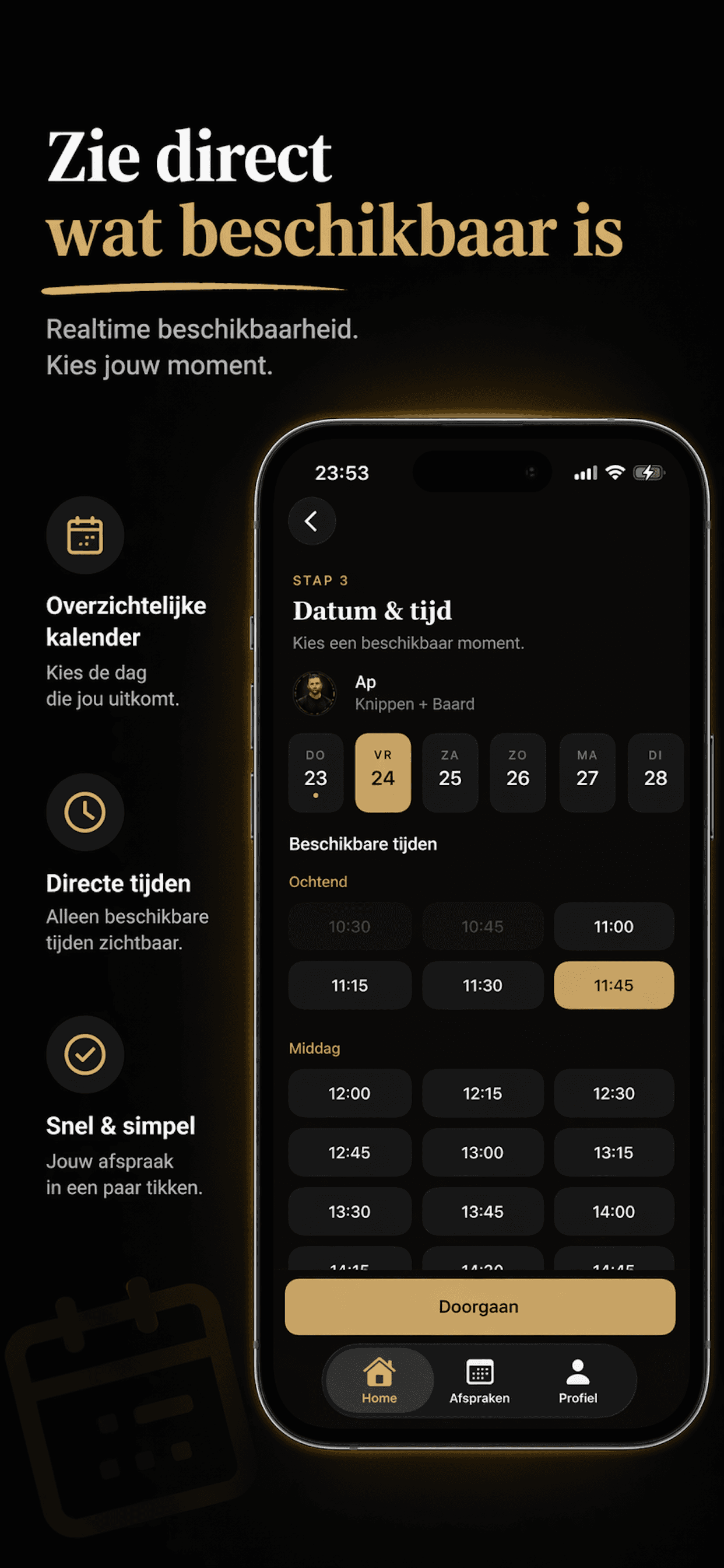 Barbershop 070 app beschikbare tijden
